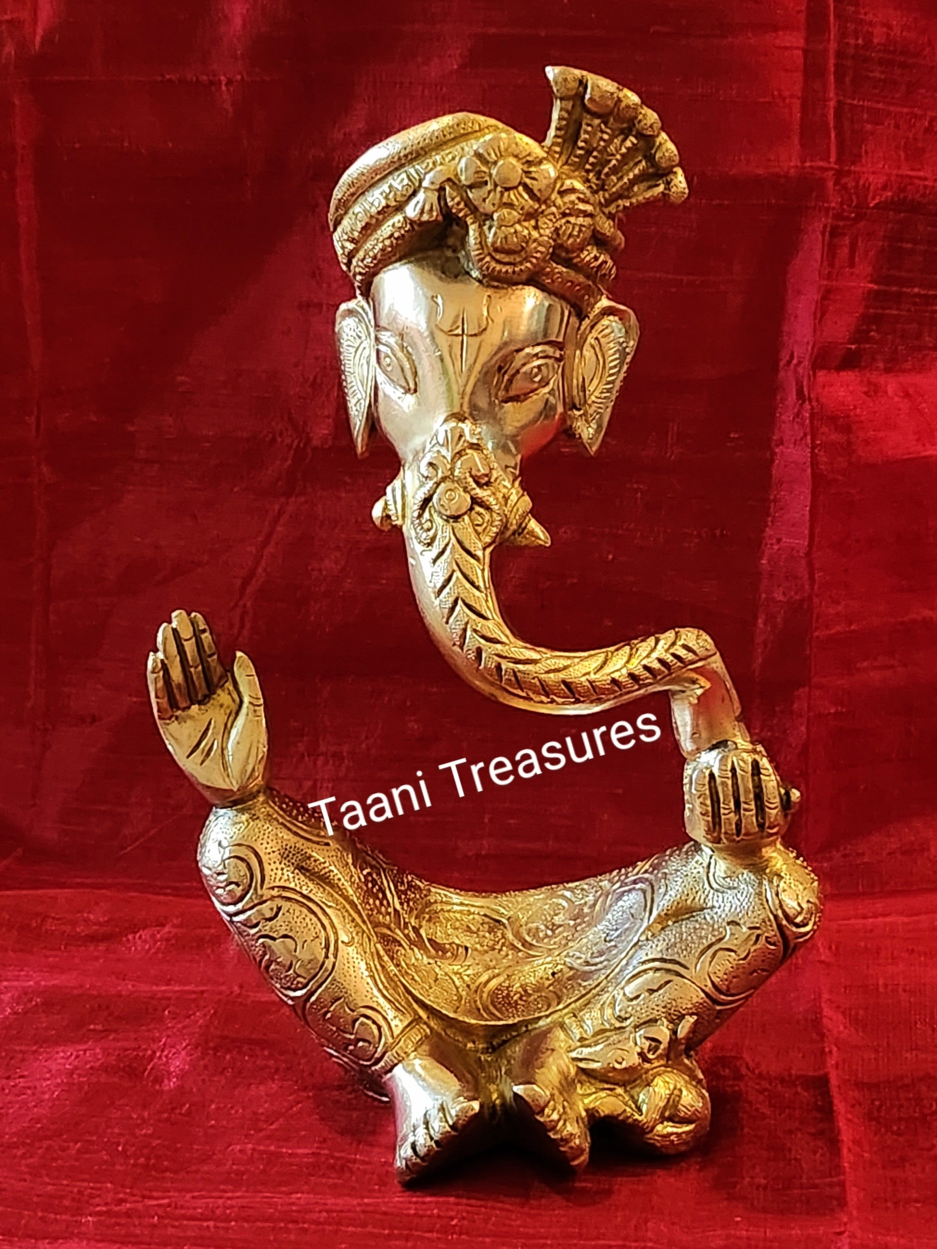 10.5" MODERN GANESH BRASS STATUE -TABLETOP DECOR