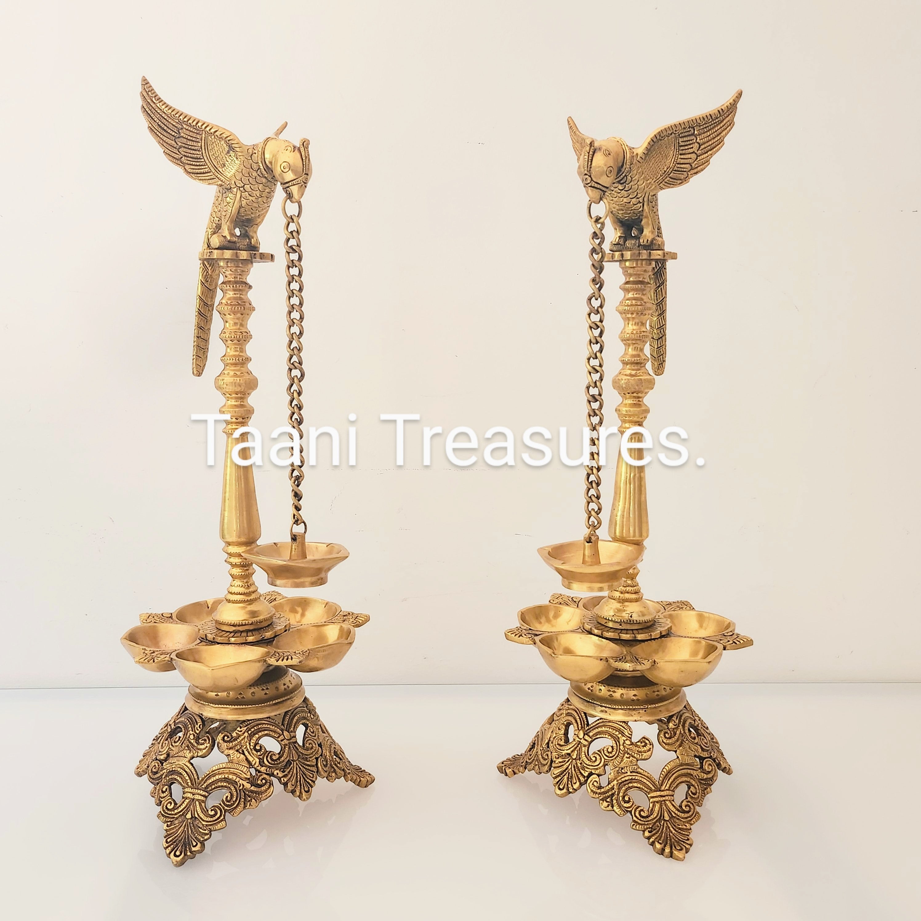 20" Brass Parrot Lamps - Set of 2 Lamps