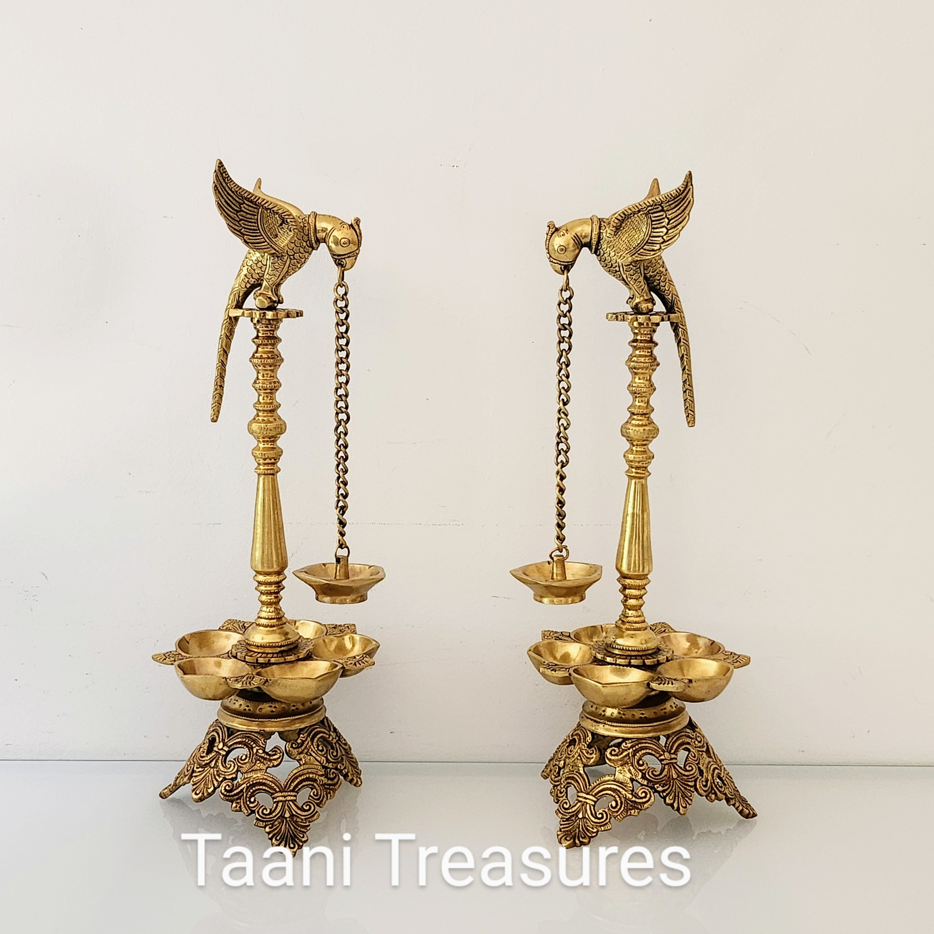 20" Brass Parrot Lamps - Set of 2 Lamps