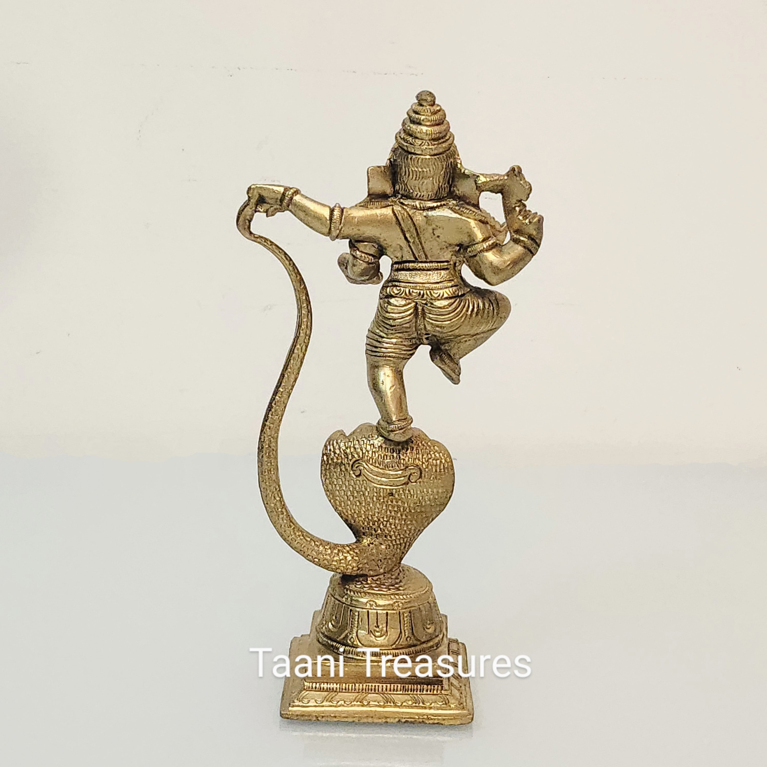 9.5 Inches Bronze Dancing Ganesh on Serpent