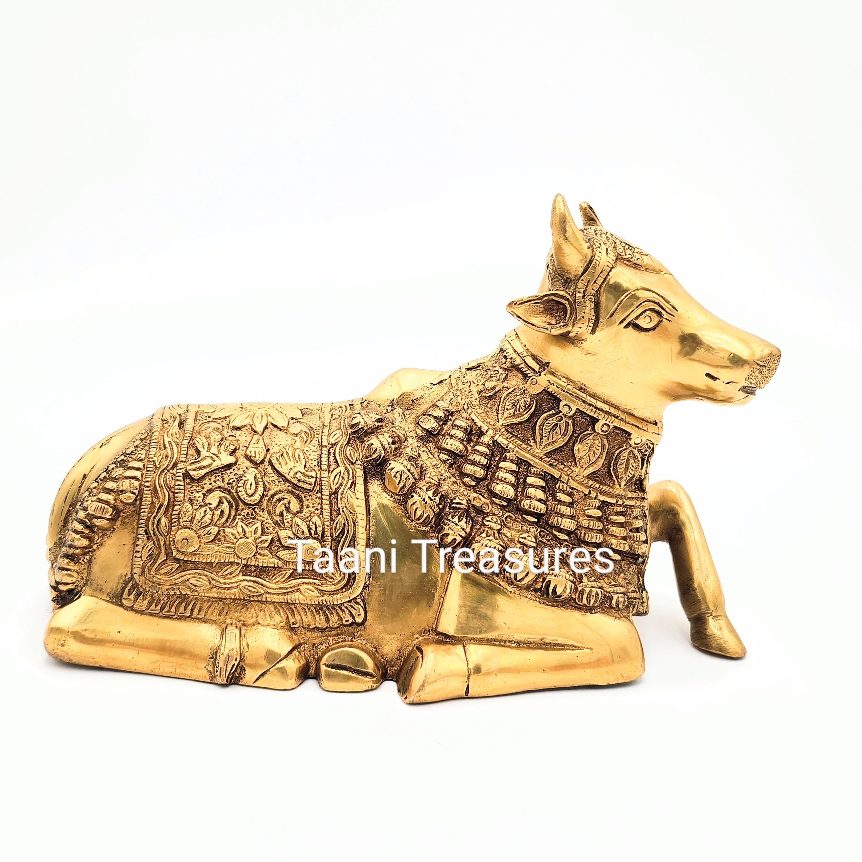 6.5" Brass Golden Nandi - Golden Cow