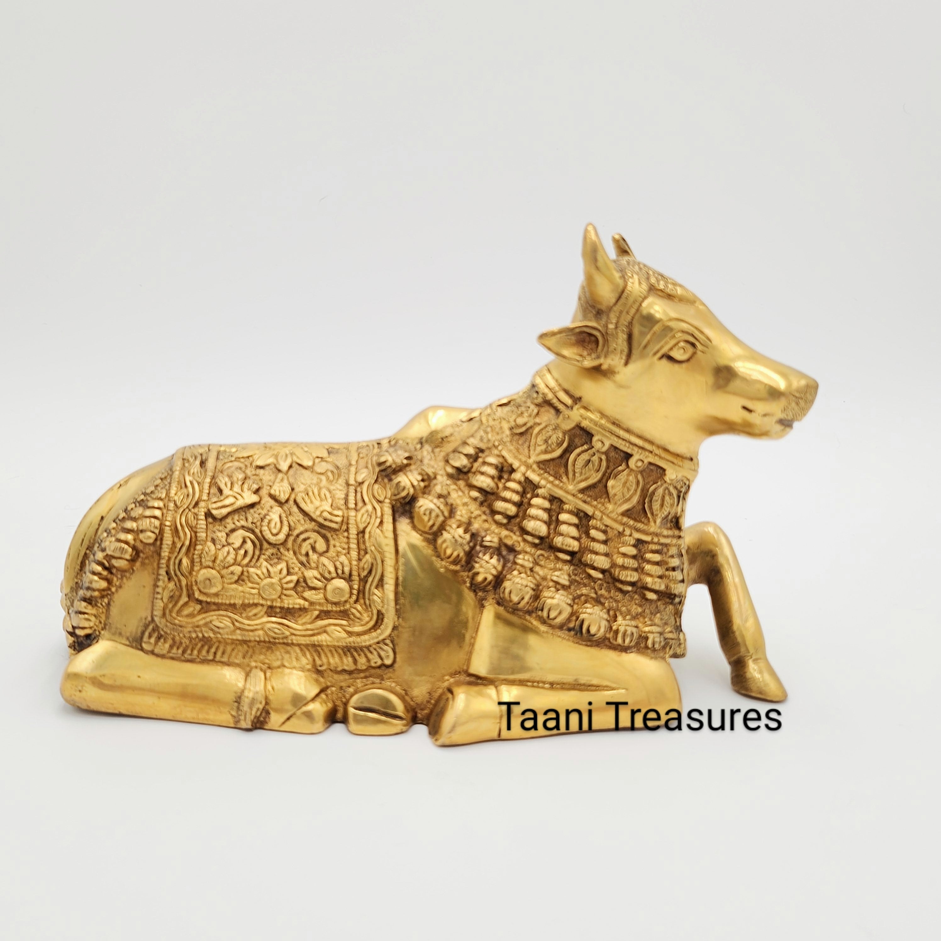 6.5" Brass Golden Nandi - Golden Cow