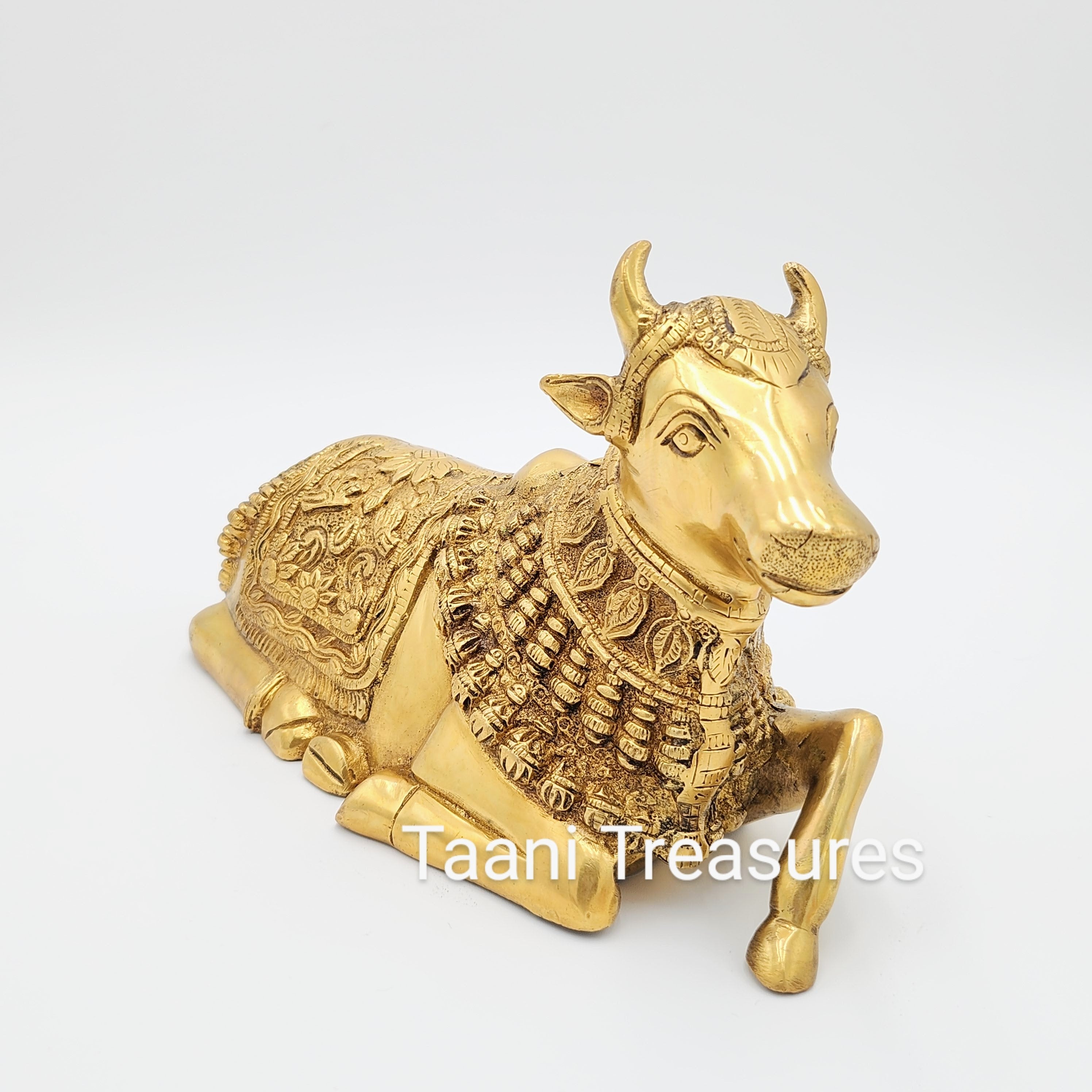 6.5" Brass Golden Nandi - Golden Cow