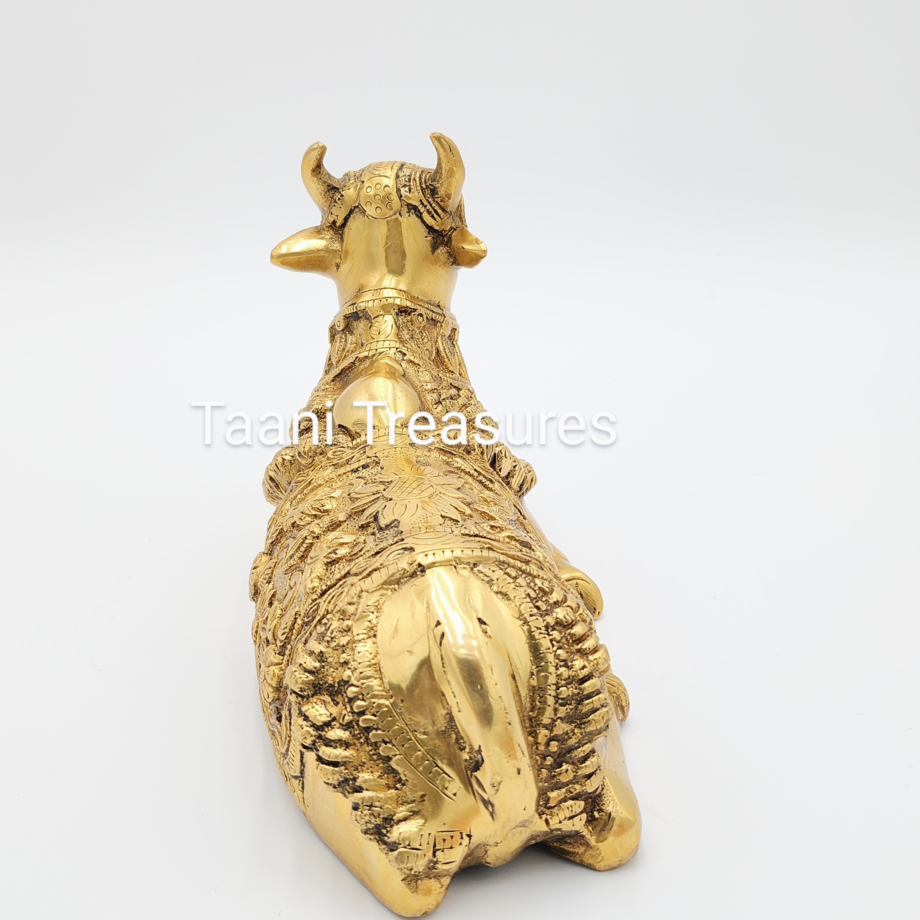 6.5" Brass Golden Nandi - Golden Cow