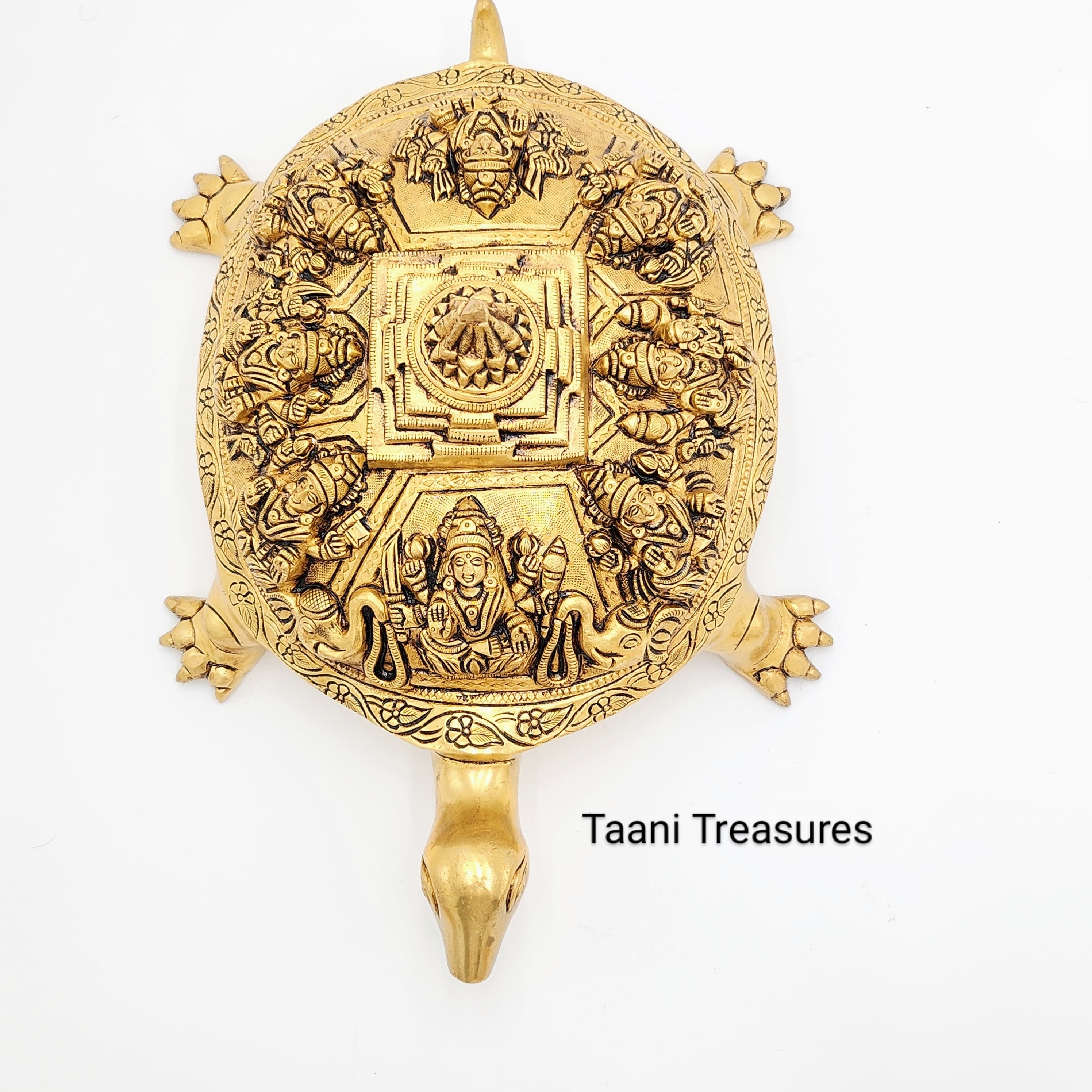 Brass Tortoise Engraved with Aastha Lakshmi