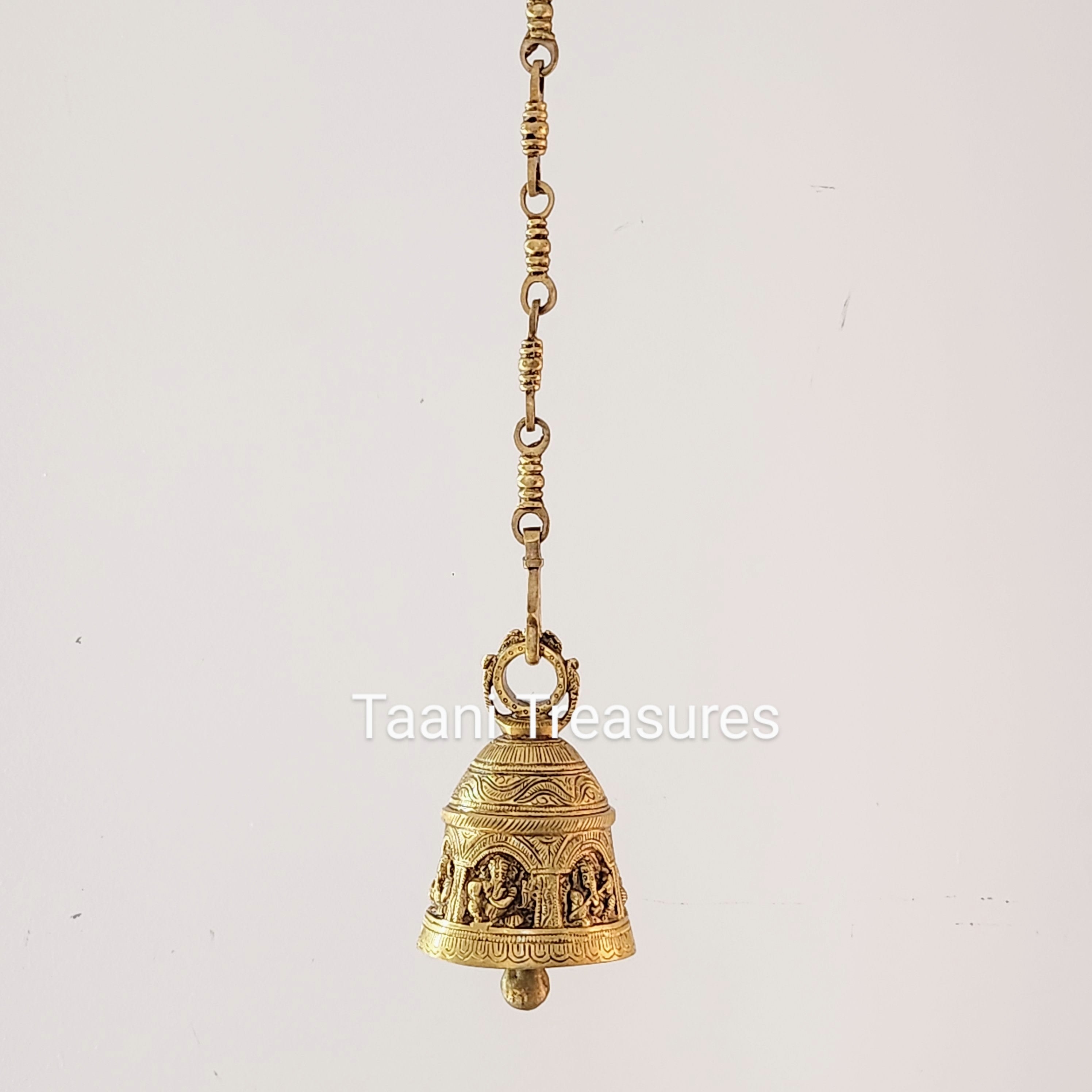 Brass Hanging Bell with Ganesha