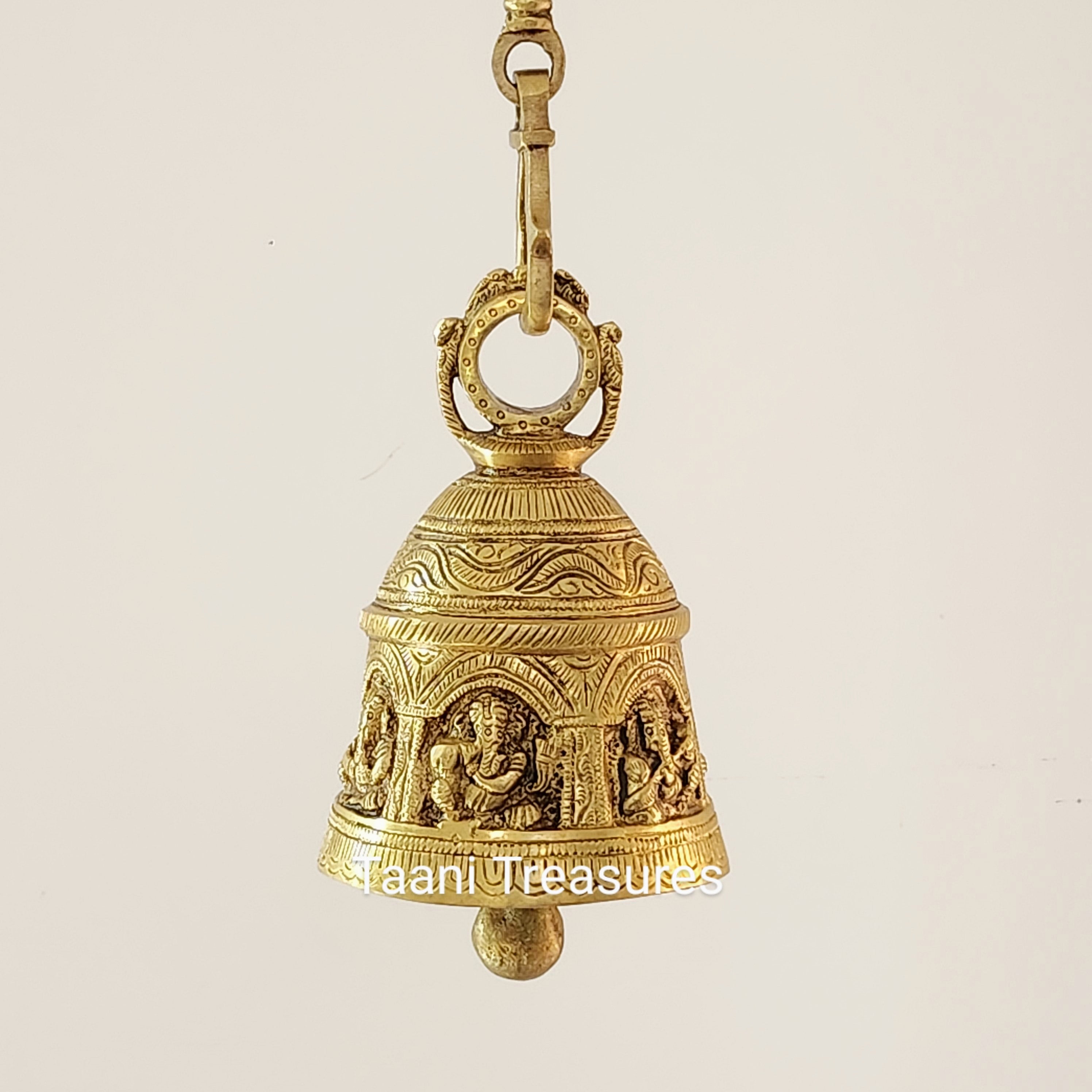 Brass Hanging Bell with Ganesha