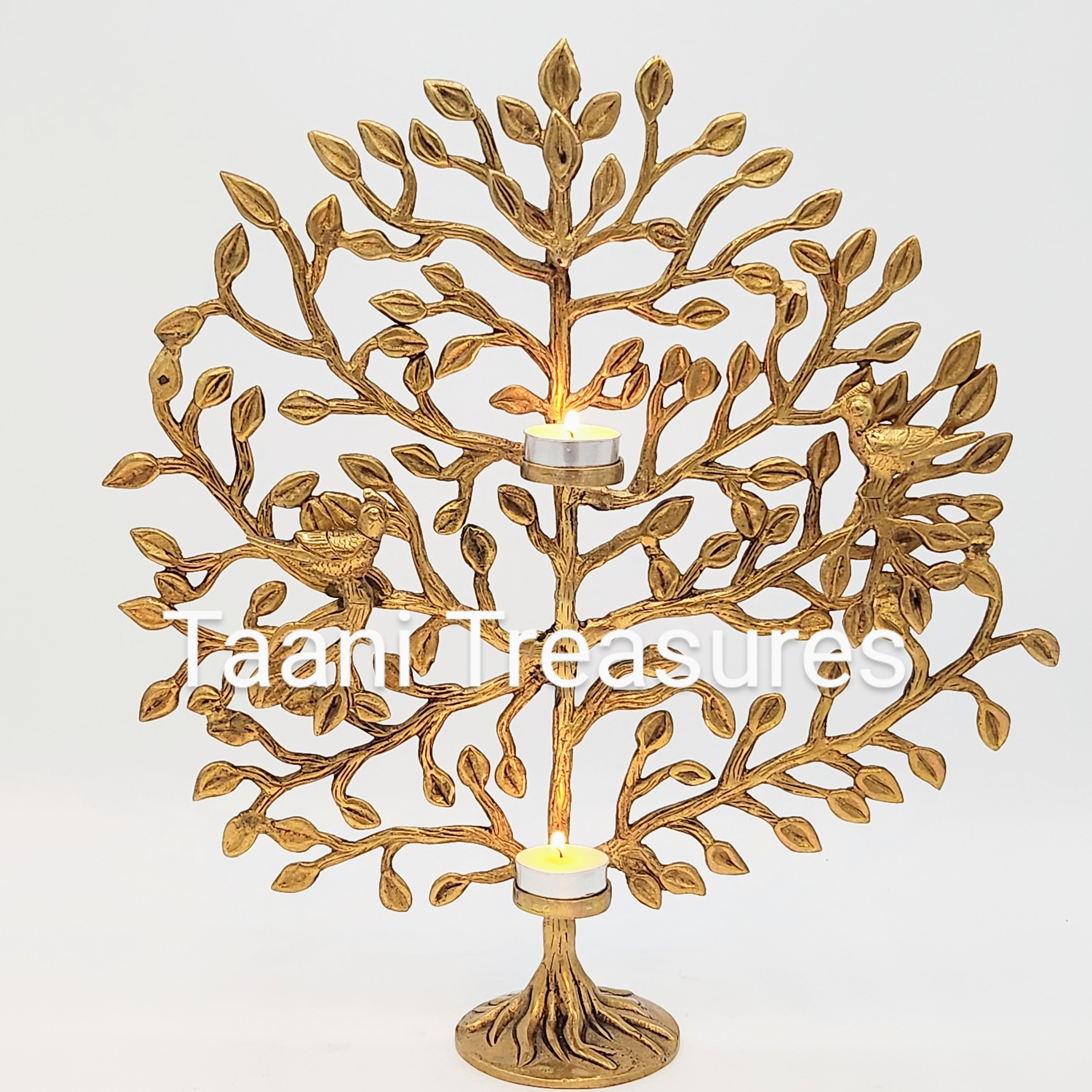 Brass Tree of life, Handmade, Kalpavriksha Tree, Bodhi Tree, Brass Wishing Tree tea-light candle holder