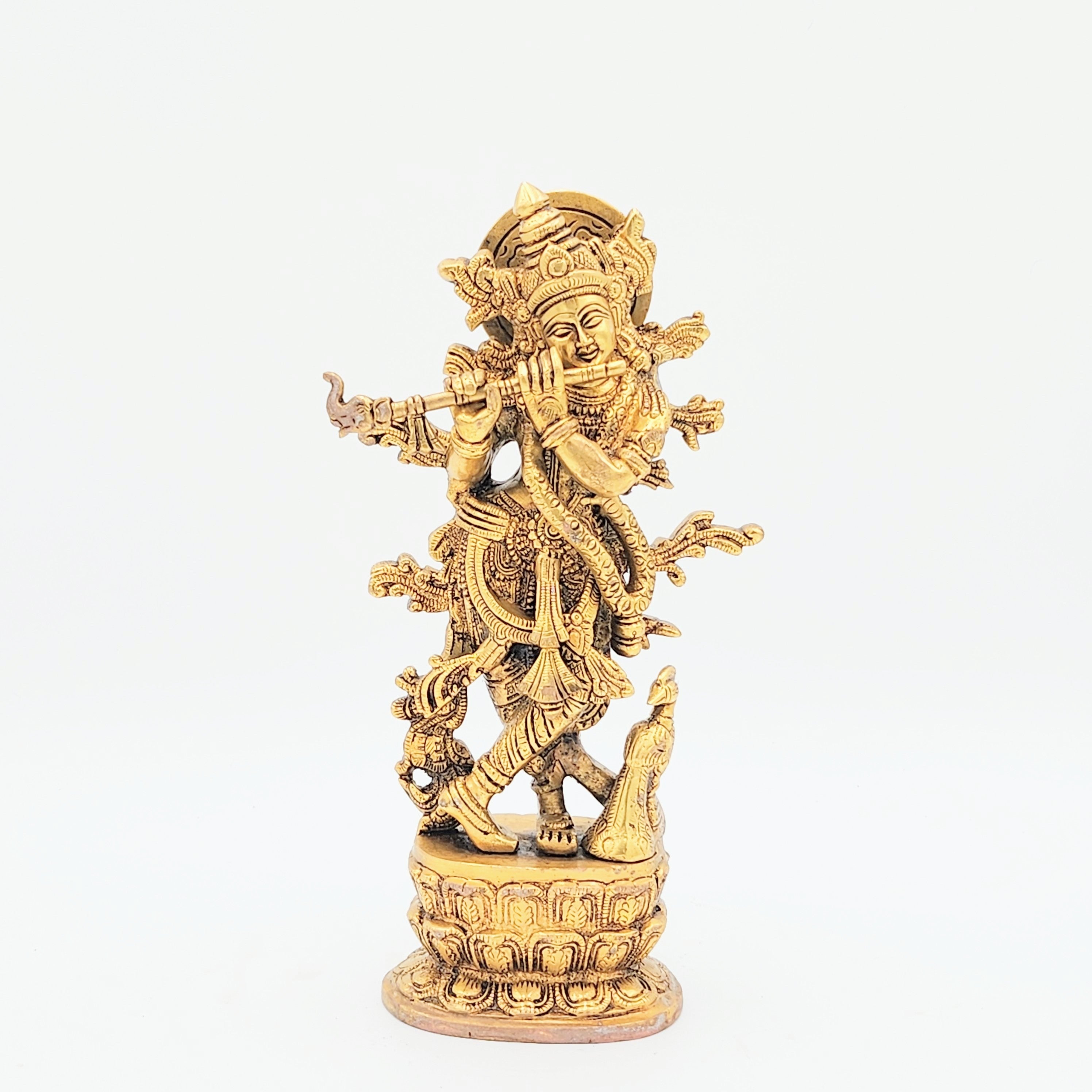 Brass Murli Krishna, Brass Krishna Statue, 12 inches