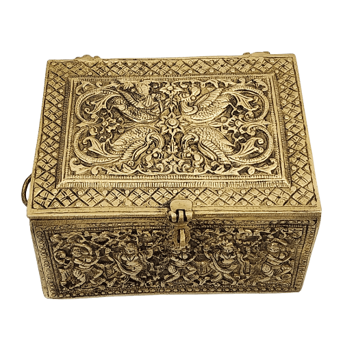 4" Brass Antique Jewelry Box