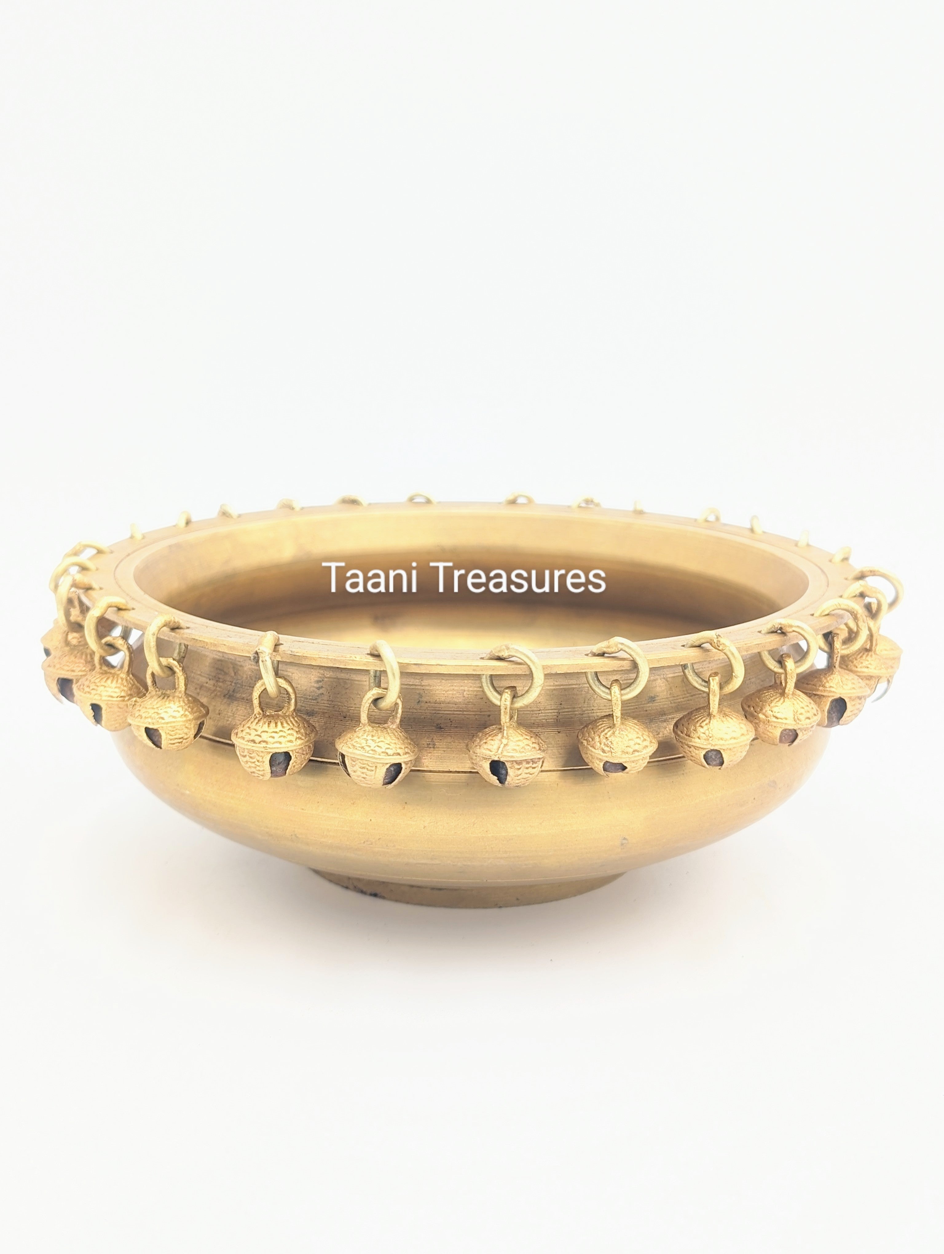 Small Brass Urli with Bells | Brass Ghungroo Urli | 8 inches