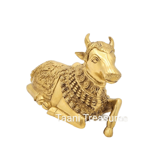 6.5" Brass Golden Nandi - Golden Cow