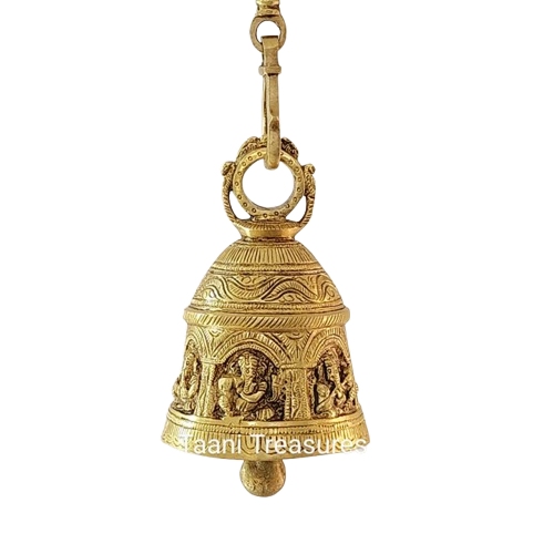 Brass Hanging Bell with Ganesha