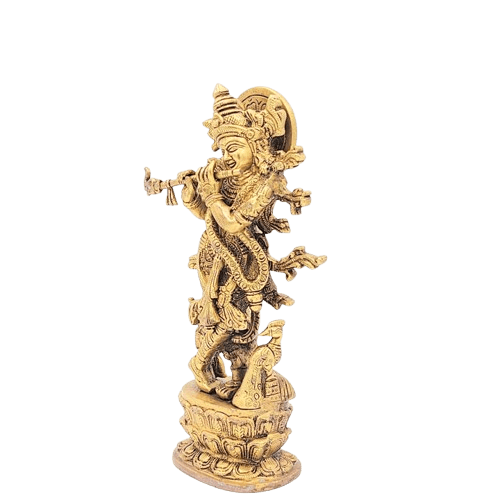 Brass Murli Krishna, Brass Krishna Statue, 12 inches