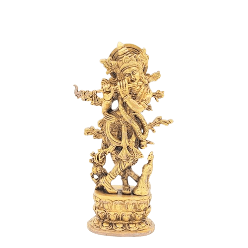 Brass Murli Krishna, Brass Krishna Statue, 12 inches