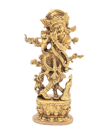 Brass Murli Krishna, Brass Krishna Statue, 12 inches