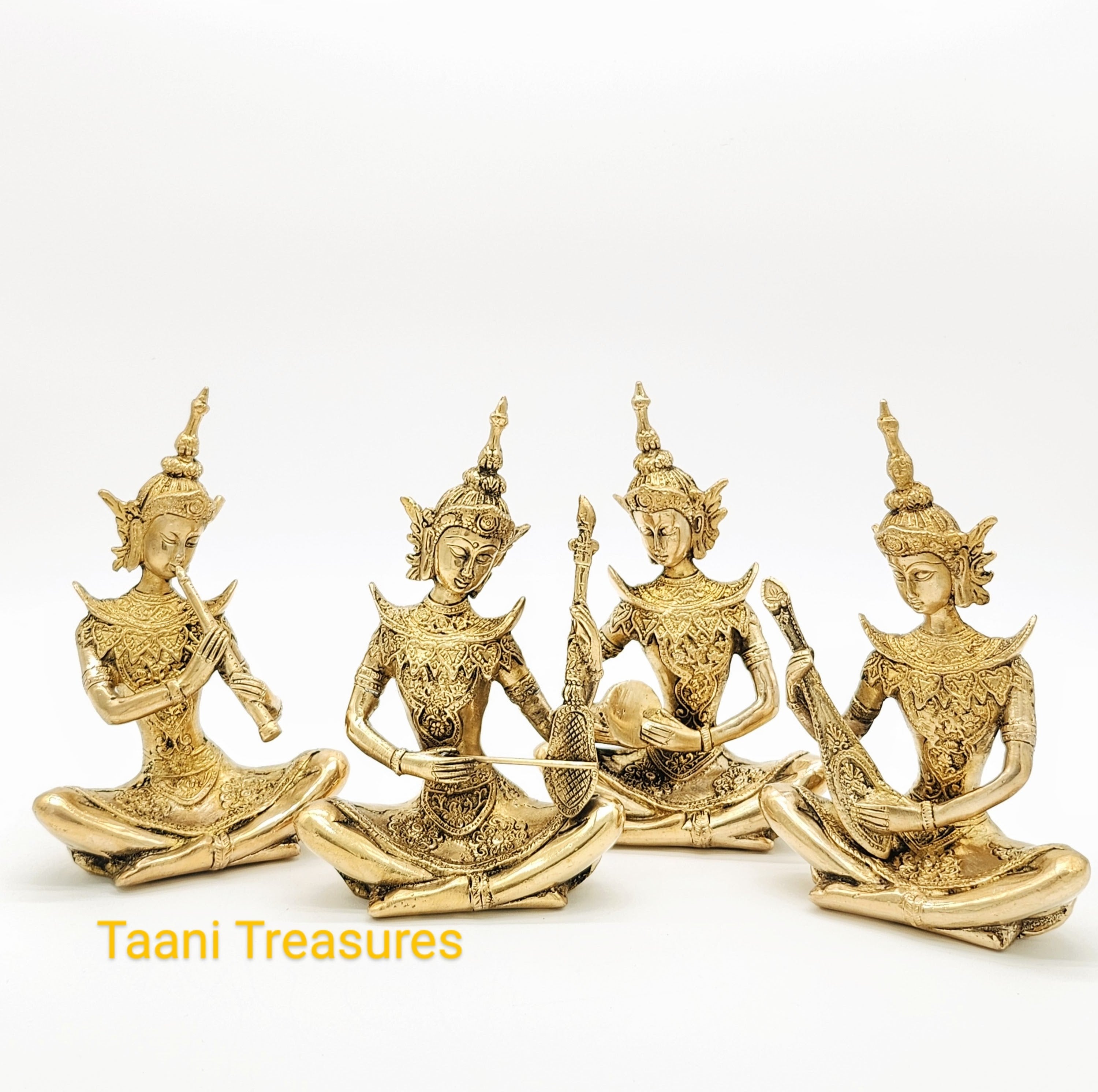 8" Brass Thai Musicians - Set of 4 figurines